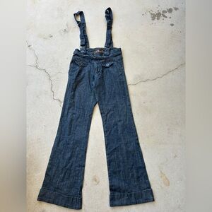 C.Pink Wide Leg Denim Jeans With Adjustable Overalls Women Size 5